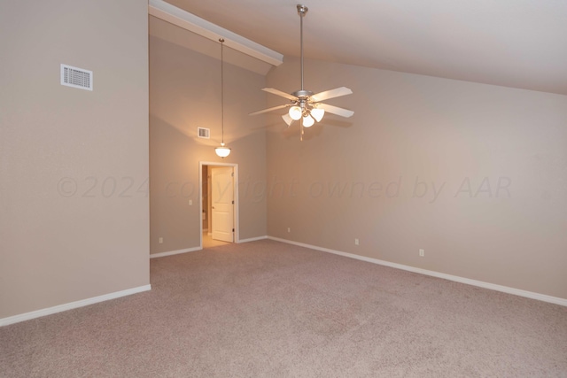 6701 Mosley St, Amarillo, TX 79119 - carpeted spare room with ceiling fan, baseboards, and high vaulted ceiling