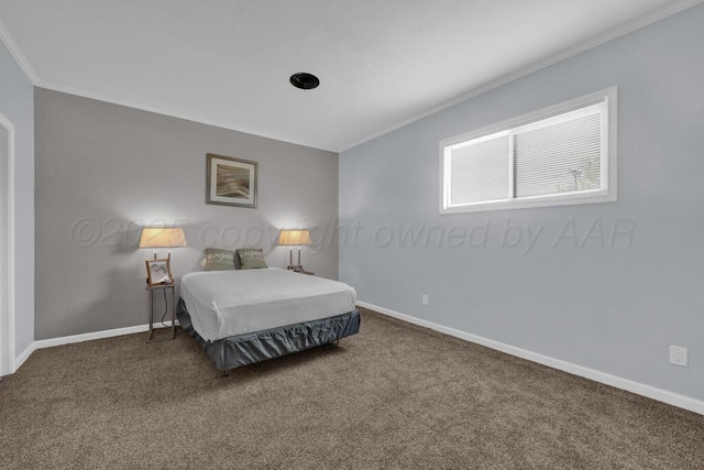 912 W Bonita Ave, Amarillo, TX 79108 - bedroom featuring baseboards, ornamental molding, and carpet