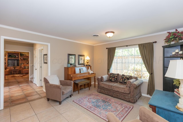 2314 Atkinsen St, Amarillo, TX 79106 - living area featuring crown molding and light tile patterned floors
