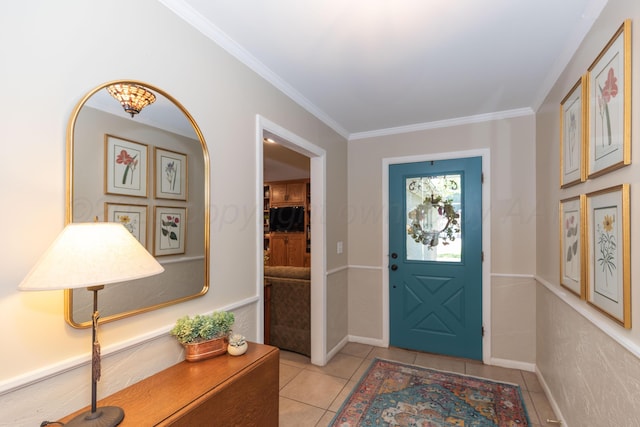 2314 Atkinsen St, Amarillo, TX 79106 - entrance foyer with light tile patterned floors and ornamental molding