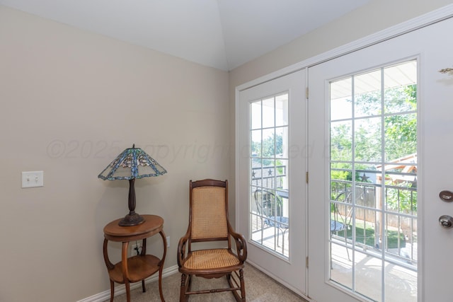 2314 Atkinsen St, Amarillo, TX 79106 - sitting room featuring light carpet and vaulted ceiling