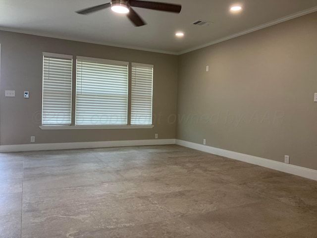 3704 Westlawn Ave, Amarillo, TX 79102 - unfurnished room with a ceiling fan, ornamental molding, and recessed lighting