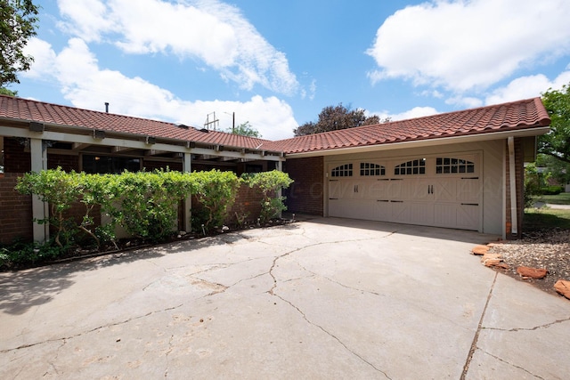 exterior space with a garage