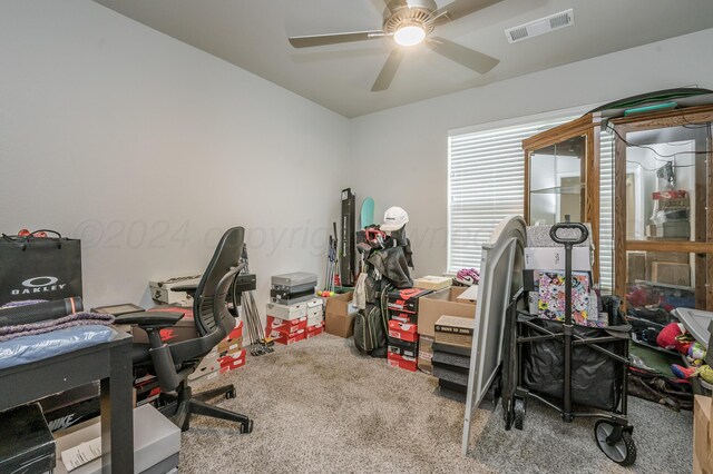 3005 Portland Ave, Amarillo, TX 79118 - home office featuring carpet floors and ceiling fan