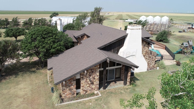 aerial view with a rural view