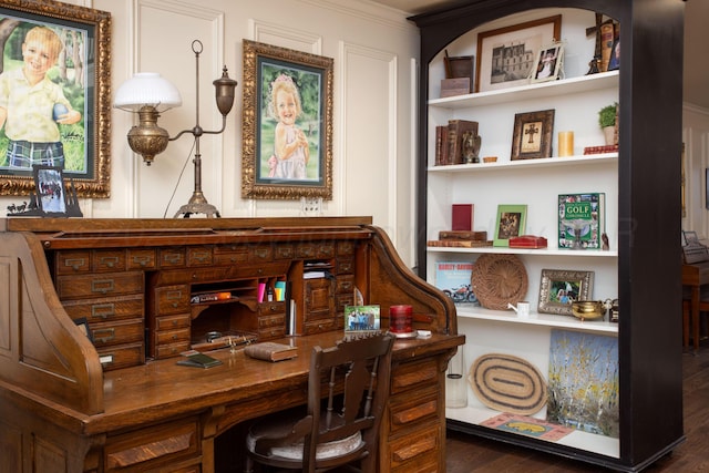 4214 Roxton Dr, Amarillo, TX 79109 - office with wood finished floors and ornamental molding