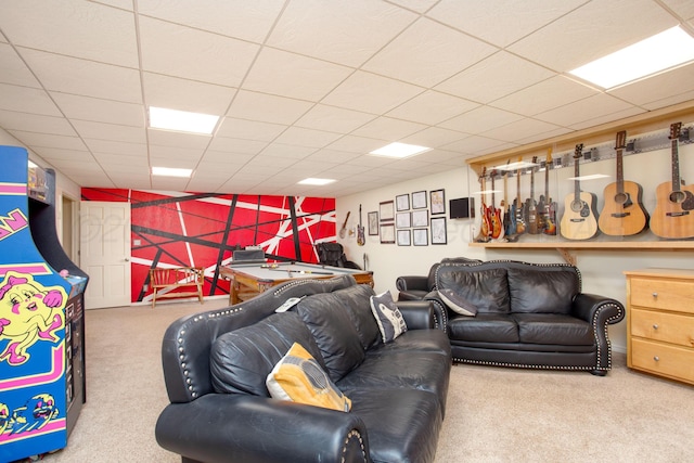 4214 Roxton Dr, Amarillo, TX 79109 - rec room with carpet and a paneled ceiling