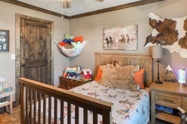 bedroom featuring crown molding