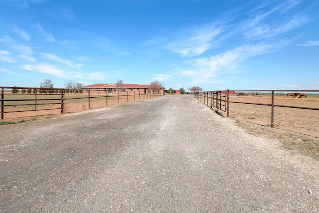 view of street with a rural view