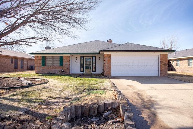 single story home with a garage