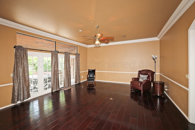 2604 Hawthorne Dr, Amarillo, TX 79109 - unfurnished room with baseboards, a ceiling fan, ornamental molding, and wood finished floors