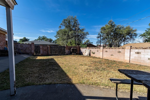 view of yard with a patio area