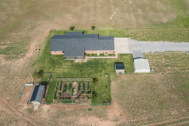 drone / aerial view with a rural view