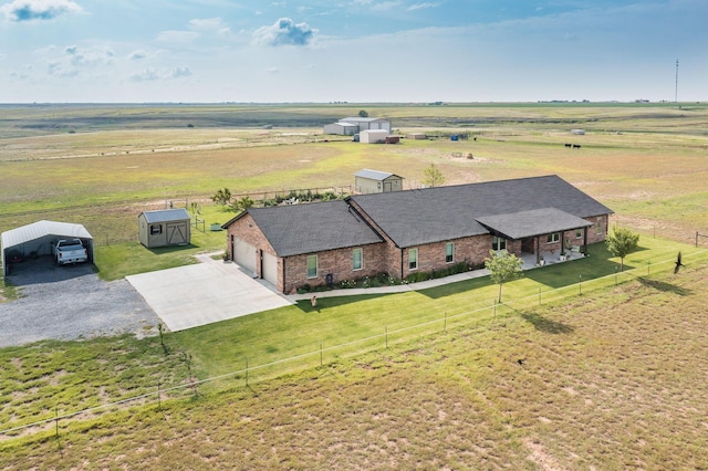 aerial view featuring a rural view