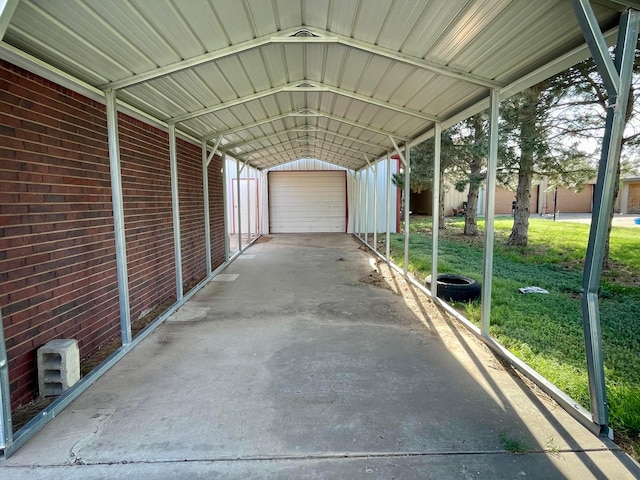 exterior space featuring a carport and a garage