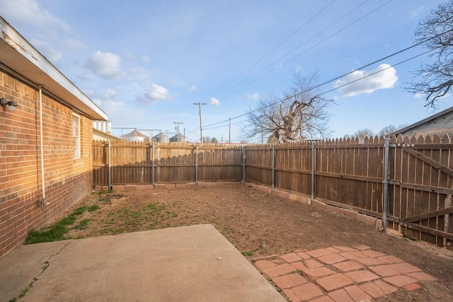 view of yard featuring a patio and a fenced backyard