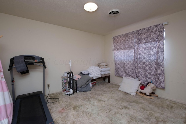 interior space featuring light colored carpet