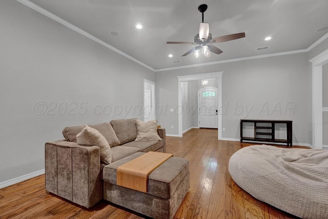 6007 Riley Elizabeth Dr, Amarillo, TX 79119 - living area with ceiling fan, wood-type flooring, recessed lighting, and visible vents