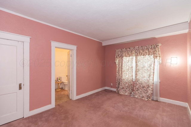 1600 S Hughes St, Amarillo, TX 79102 - unfurnished bedroom with carpet floors, ornamental molding, baseboards, and connected bathroom