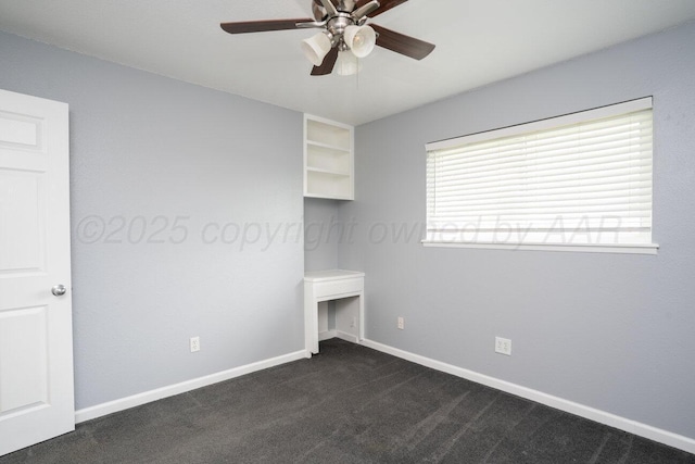 1301 Clyde St, Amarillo, TX 79106 - unfurnished bedroom featuring dark carpet and a ceiling fan