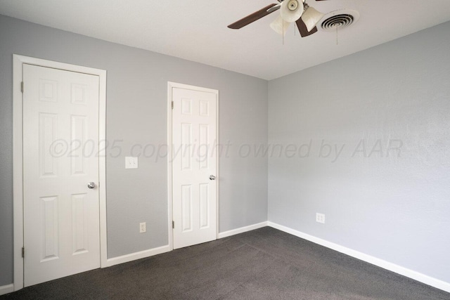 1301 Clyde St, Amarillo, TX 79106 - empty room with a ceiling fan and dark carpet