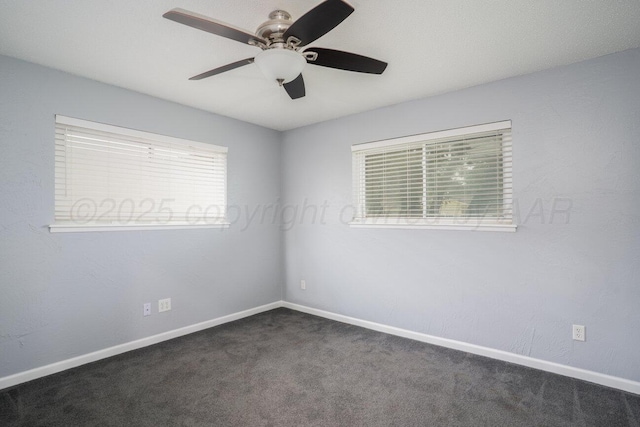 1301 Clyde St, Amarillo, TX 79106 - empty room with a ceiling fan and dark carpet