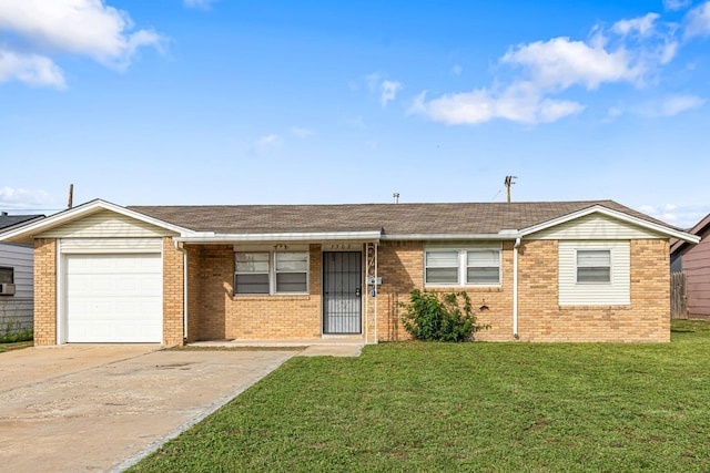 3302 Sequoia St, Amarillo, TX 79107 - ranch-style house featuring brick siding, concrete driveway, a garage, and a front yard