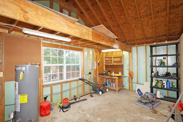 basement with water heater