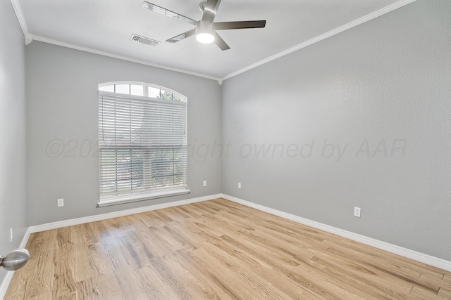 9317 Shylana Ave, Amarillo, TX 79119 - spare room with a ceiling fan, wood finished floors, and crown molding