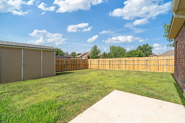 9317 Shylana Ave, Amarillo, TX 79119 - fenced backyard with a shed and a patio area