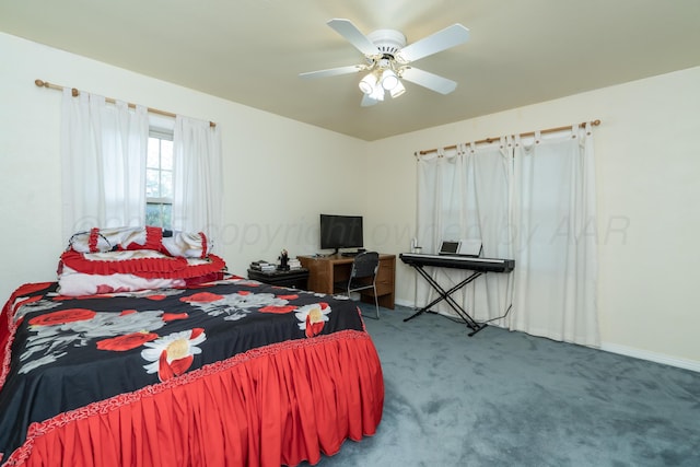 3519 S Julian Blvd, Amarillo, TX 79102 - bedroom with carpet floors, baseboards, and a ceiling fan