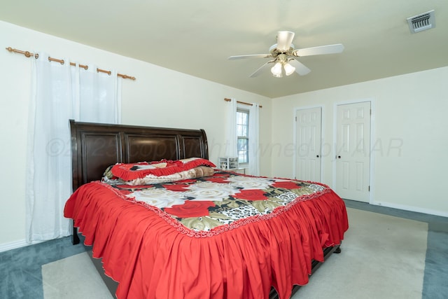 3519 S Julian Blvd, Amarillo, TX 79102 - carpeted bedroom featuring visible vents, baseboards, and ceiling fan