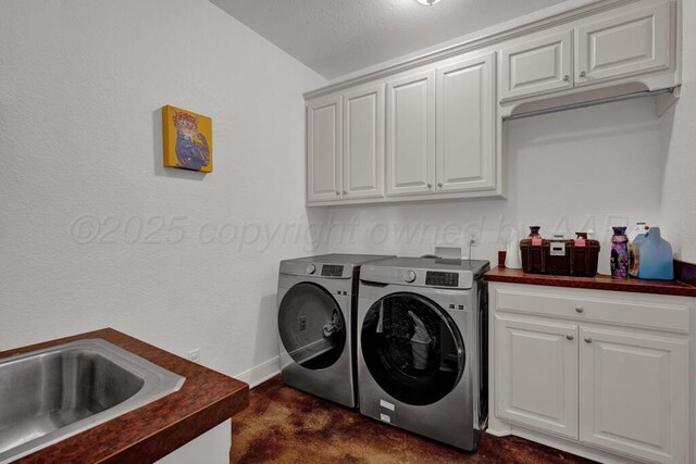 6414 Persimmon Ln, Amarillo, TX 79124 - washroom with separate washer and dryer, cabinet space, and baseboards