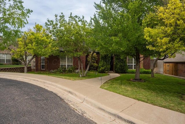 6414 Persimmon Ln, Amarillo, TX 79124 - view of property hidden behind natural elements featuring brick siding and a front lawn