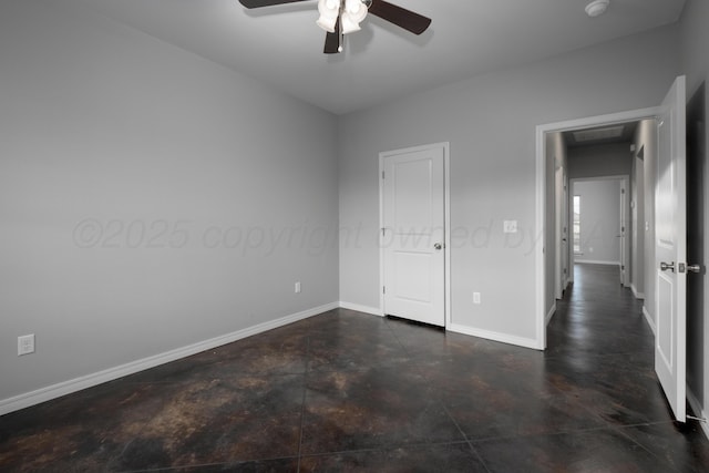 7602 Castleman Rd, Amarillo, TX 79119 - unfurnished bedroom featuring concrete flooring and a ceiling fan