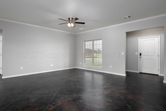 7602 Castleman Rd, Amarillo, TX 79119 - empty room with crown molding and ceiling fan
