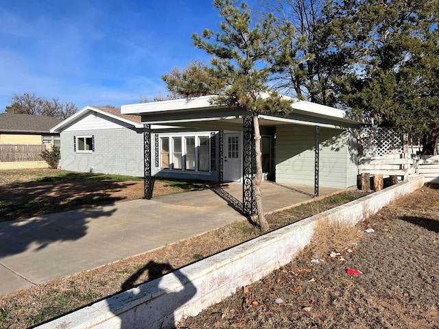 view of single story home