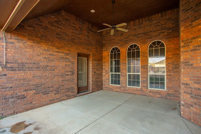 view of patio with ceiling fan
