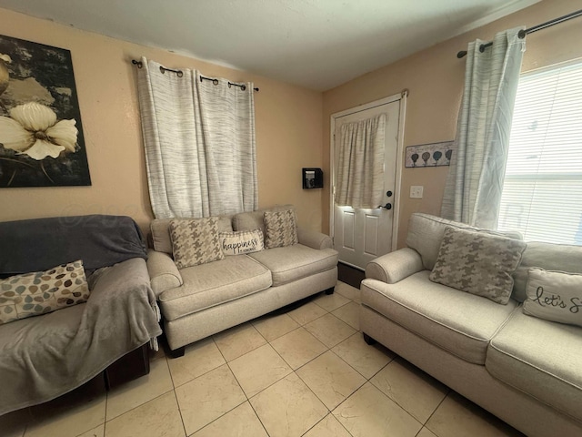 view of tiled living room