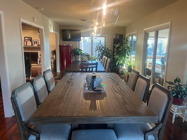 dining space featuring dark wood finished floors