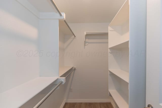 spacious closet with wood finished floors