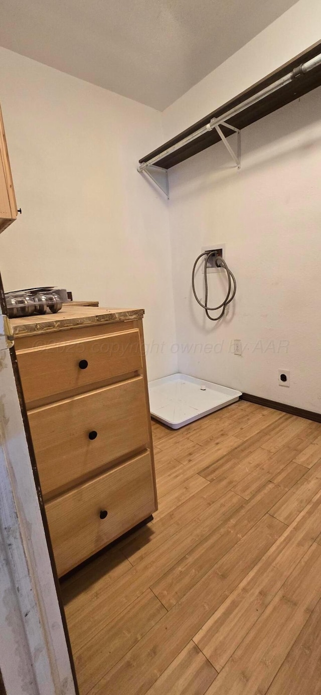 spacious closet featuring light hardwood / wood-style flooring