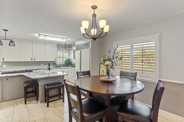 dining room with an inviting chandelier