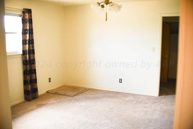 spare room with ceiling fan and carpet floors