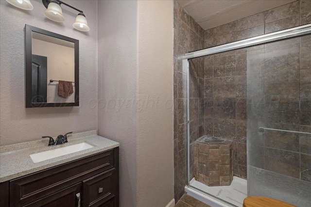 4317 Cline Rd, Amarillo, TX 79110 - bathroom featuring a stall shower and vanity