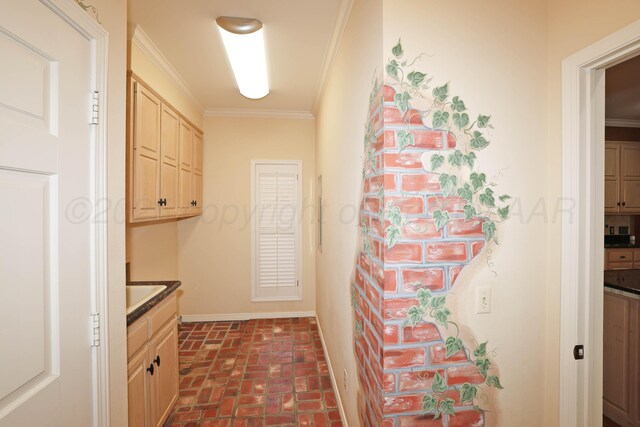 18 Didrickson Ln, Amarillo, TX 79124 - laundry room with brick patterned flooring and ornamental molding