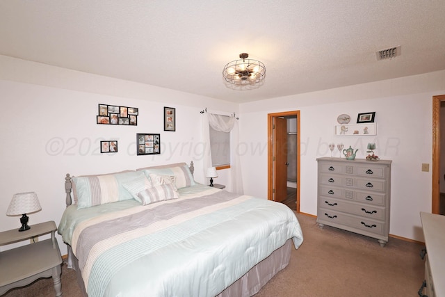 bedroom with light carpet