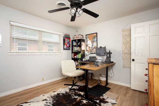 6010 Calumet Rd, Amarillo, TX 79106 - office area with light wood-style flooring and ceiling fan