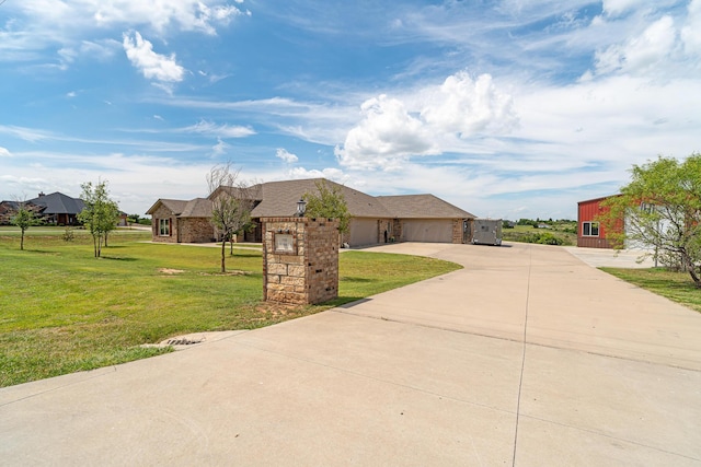 12600 Stray Horse Trl, Amarillo, TX 79124 - ranch-style house with driveway, a front lawn, a garage, and a residential view
