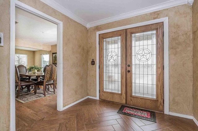 1513 S Girl Scout Rd, Amarillo, TX 79124 - entrance foyer featuring french doors, baseboards, and ornamental molding